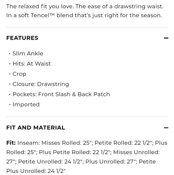 👀50% OFF👖NWT‼️ Talbots brand Soft Twill Slim Leg Crop Pants - Picture 5 of 9